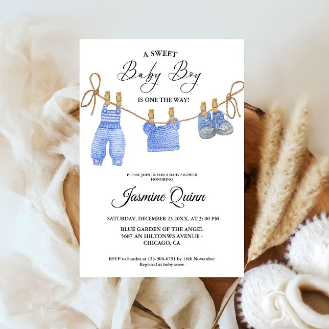 Invitación de Baby Shower de Blue Boy Bohemian Clo (Subido por el creador)