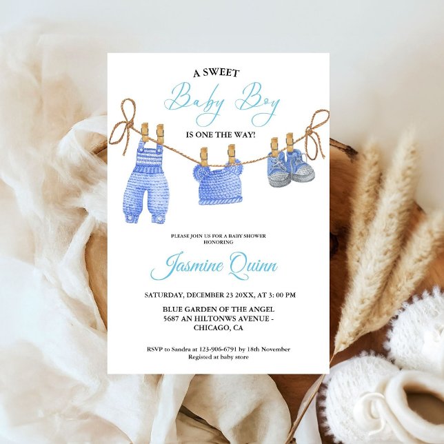 Invitación de Baby Shower de Blue Boy Bohemian Clo (Subido por el creador)