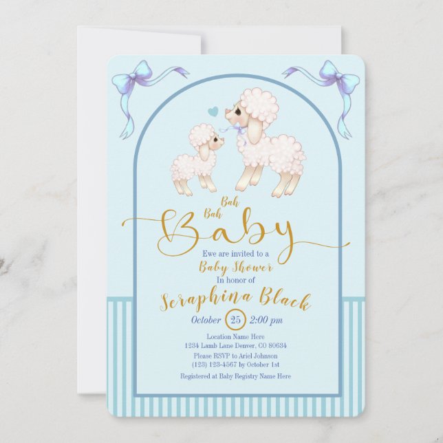 Invitación de Baby Shower De Blue Boy Sheep And La (Anverso)