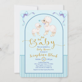 Invitación de Baby Shower De Blue Boy Sheep And La