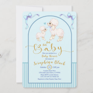 Invitación de Baby Shower De Blue Boy Sheep And La