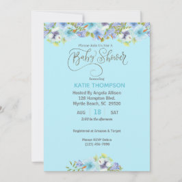 Invitación de Baby Shower de Blue Floral Boys