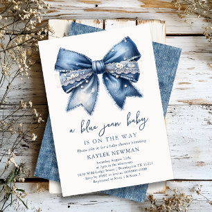 Invitación de Baby Shower de Blue Jean Bow