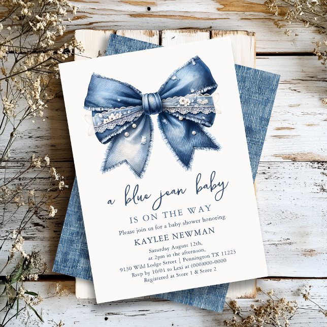 Invitación de Baby Shower de Blue Jean Bow (Subido por el creador)