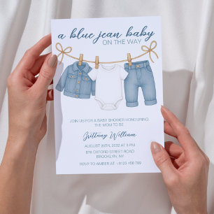 Invitación de Baby Shower de Blue Jean para niños