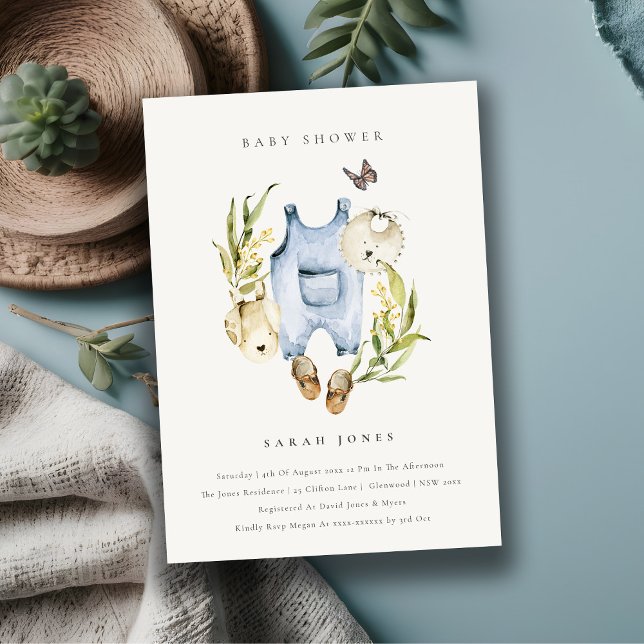 Invitación de Baby Shower de Blue Leafy Foliage Bo (Subido por el creador)