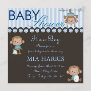 Invitación de Baby Shower de Blue Monkey Design
