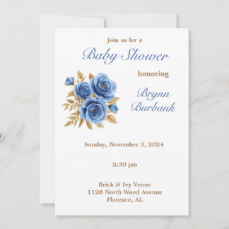 Invitación de Baby Shower de Blue & Natural Floral