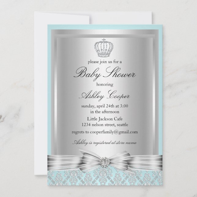 Invitación de Baby Shower de Blue Prince (Anverso)