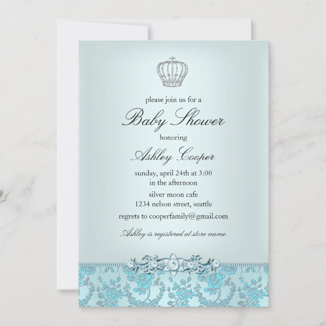 Invitación de Baby Shower de Blue Prince (Anverso)