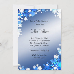 Invitación de Baby Shower de Blue Snowflakes