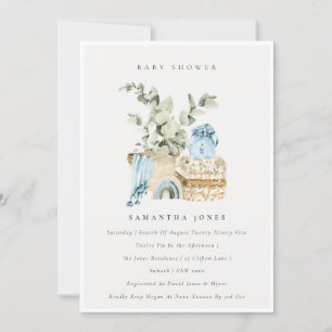 Invitación de Baby Shower de Boho Blue Nursery Fol