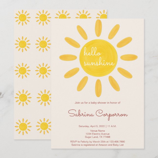 Invitación de Baby Shower de Boho Sunshine sin Gén (Anverso / Reverso)