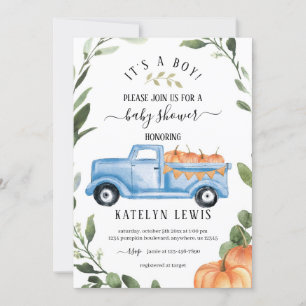 Invitación de Baby Shower de Bopkin Boy con camión