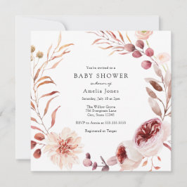 Invitación de Baby Shower de Borgoña de otoño