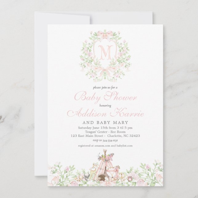 invitación de baby shower de bosque (Anverso)