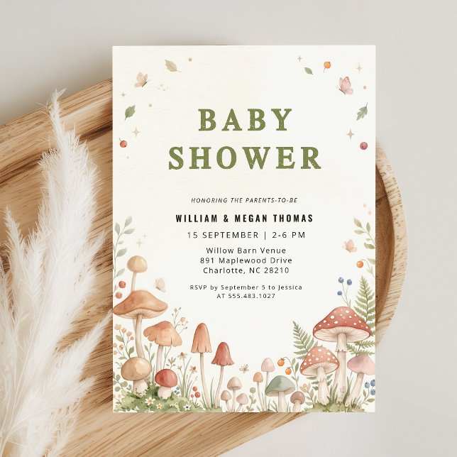 Invitación de Baby Shower de Bosque de Flores Silv (Subido por el creador)