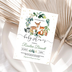 Invitación de Baby Shower de Bosque Neutral en cua