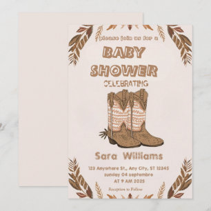 invitación de baby shower de Botas de Vaquero Boho