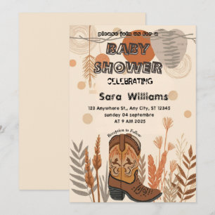 invitación de baby shower de Botas de Vaquero Boho