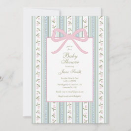 Invitación de Baby Shower de Bow Preppy | Floral