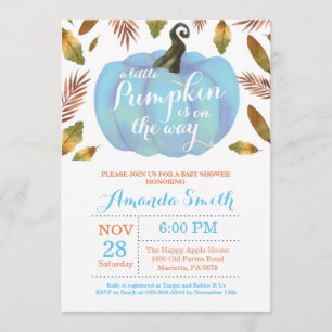 Invitación de Baby Shower de Boy Pumpkin Fall