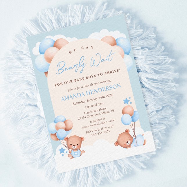 Invitación de Baby Shower de Boy Twins Teddy Bear (Subido por el creador)