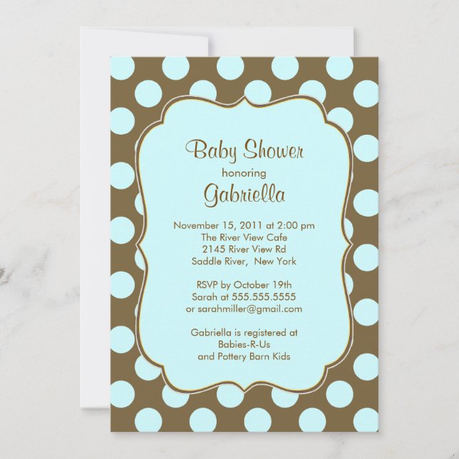 Invitación de Baby Shower de Brown Polka Dots Boy (Anverso)