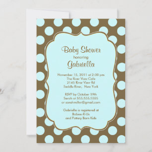 Invitación de Baby Shower de Brown Polka Dots Boy