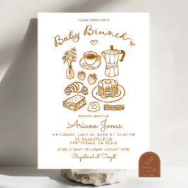 Invitación de baby shower de brunch dibujada a man