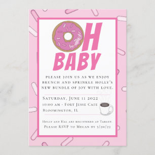 Invitación de Baby Shower de Brunch Rosado