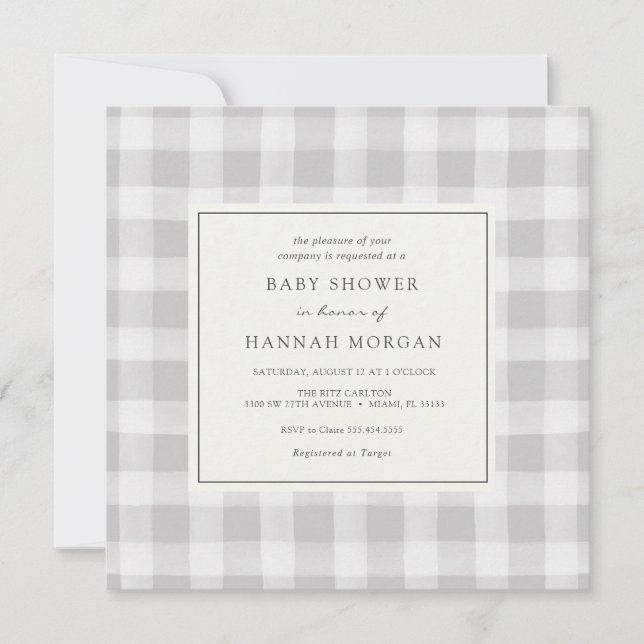Invitación de Baby Shower de búfalo gris (Anverso)