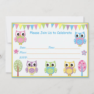 Invitación de Baby Shower de Búho Adorable Rosa y