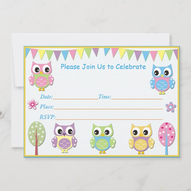 Invitación de Baby Shower de Búho Adorable Rosa y  (Anverso)
