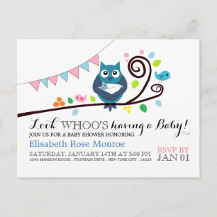 Invitación de Baby Shower de Búho Caprichoso