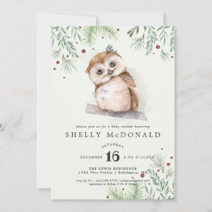 Invitación de Baby Shower de Búho de Invierno