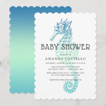 Invitación de baby shower de caballito de mar eleg