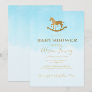 Invitación de baby shower de caballo mecedor