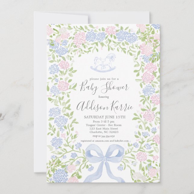 invitación de baby shower de caballo mecedor (Anverso)