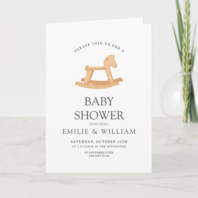 Invitación de Baby Shower de Caballo Mecedor, Mini (Anverso)