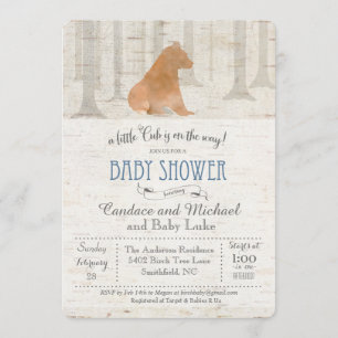 Invitación de Baby Shower de Cachorro de Oso en Ab
