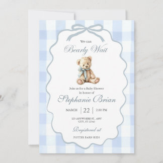 Invitación de Baby Shower de Cachorro Osito Editab