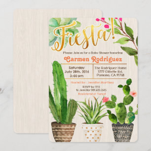 Invitación de baby shower de cactus suculento Fies
