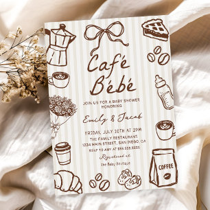 Invitación de baby shower de café dibujado a mano