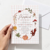 Invitación de Baby Shower de Calabacita a Cuadros