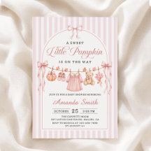 Invitación de baby shower de calabacita con lazo r