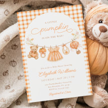 Invitación de Baby Shower de Calabacita de Cuadros