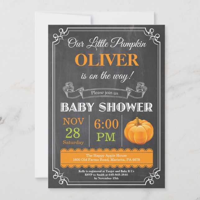 Invitación de Baby Shower de Calabaza (Anverso)
