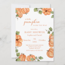 Invitación de Baby Shower de Calabaza Acuarela Hei