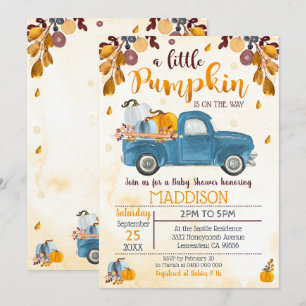 Invitación de Baby Shower de Calabaza Camión Calab